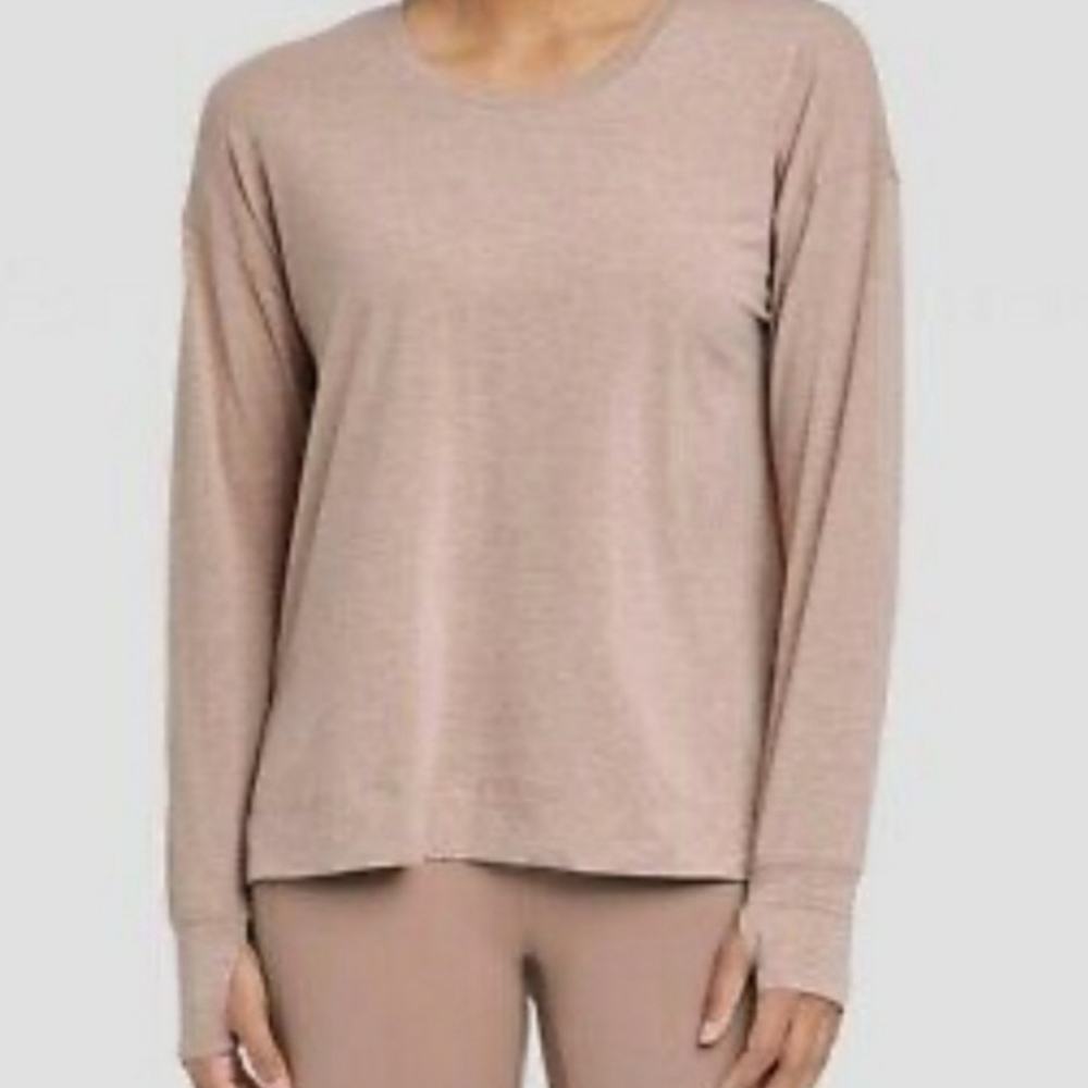 All in Motion™ Long Sleeve Top in Light Heathered Brown Size XS